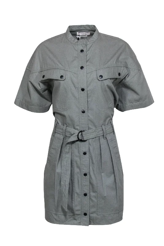 Plus Size Women Dress with a Flattering A - Line Cut for Comfort and Style Plus Size Women Dress with a Flattering A - Line Cut for Comfort and Style Isabel Marant Etoile - Light Olive Button-Up Utility-Style Belted "Zolina" Sheath Dress Sz 6