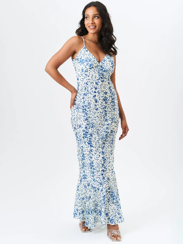 Sleeveless Women Dress in Bright Colors for Summer Parties Sleeveless Women Dress in Bright Colors for Summer Parties Ivory Dobby Floral Chiffon Strappy Maxi Dress