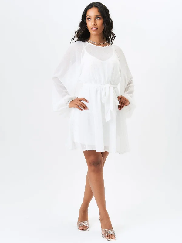 Halter Neck Women Dress to Show Off the Shoulders and Neckline Halter Neck Women Dress to Show Off the Shoulders and Neckline Ivory Long Sleeve Chiffon Foil Mini Dress