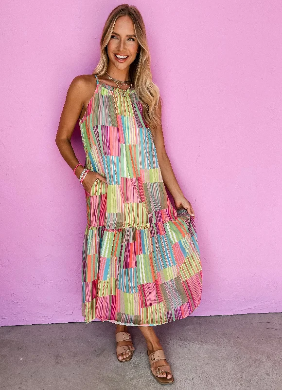 Plus Size Women Dress with a Flattering A - Line Cut for Comfort and Style Plus Size Women Dress with a Flattering A - Line Cut for Comfort and Style Positive Environment Striped Maxi Dress