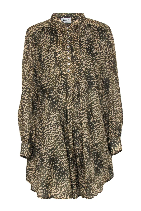Maxi Women Dress with Floral Print for a Bohemian Vibe Maxi Women Dress with Floral Print for a Bohemian Vibe Joie - Olive & Tan Cotton Blend Shift Dress w/ Pleats Sz XS
