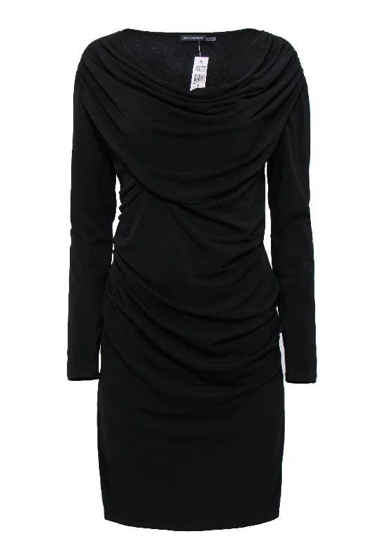 Ruffled Women Dress with Multiple Layers for a Playful and Girly Style Ruffled Women Dress with Multiple Layers for a Playful and Girly Style Josie Natori - Black Long Sleeve Draped Cowl Midi Dress Sz S