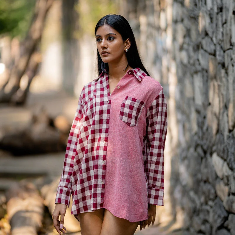 Backless Women Dress for a Sexy and Alluring Look at Evening Events Backless Women Dress for a Sexy and Alluring Look at Evening Events Cotton Pink Checkered Shirt | Naturally Dyed | Full Sleeves