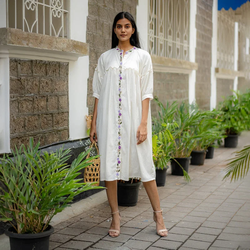 Ruffled Women Dress with Multiple Layers for a Playful and Girly Style Ruffled Women Dress with Multiple Layers for a Playful and Girly Style Cotton White Dress for Women | Hand Embroidered