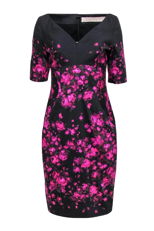 Empire Waist Women Dress to Accentuate the Bust and Conceal the Waist Empire Waist Women Dress to Accentuate the Bust and Conceal the Waist Lela Rose - Black & Purple Floral Print Short Sleeve Midi Dress Sz 8