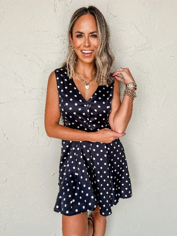 Sleeveless Women Dress in Bright Colors for Summer Parties Sleeveless Women Dress in Bright Colors for Summer Parties On The Dot Polka Dot Mini Dress