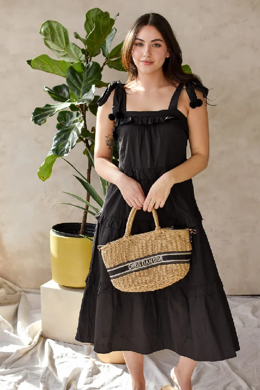 Wrap - Style Women Dress with Adjustable Fit for All Body Types Wrap - Style Women Dress with Adjustable Fit for All Body Types Maria Black Pom Pom Midi Dress Wrap - Style Women Dress with Adjustable Fit for All Body Types Wrap - Style Women Dress with Adjustable Fit for All Body Types Maria Black Pom Pom Midi Dress