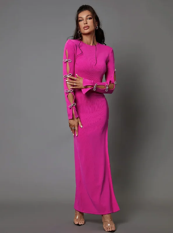 Ruffled Women Dress with Multiple Layers for a Playful and Girly Style Ruffled Women Dress with Multiple Layers for a Playful and Girly Style "Marina" Crystal Bow Cutout Sleeve Pink Bandage Dress
