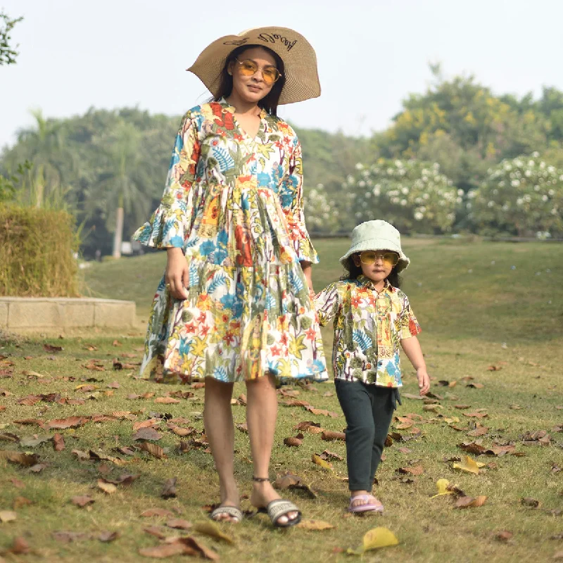 Empire Waist Women Dress to Accentuate the Bust and Conceal the Waist Empire Waist Women Dress to Accentuate the Bust and Conceal the Waist Cotton Flared Dress For Women | Jungle Print | Multicolor Empire Waist Women Dress to Accentuate the Bust and Conceal the Waist Empire Waist Women Dress to Accentuate the Bust and Conceal the Waist Cotton Flared Dress For Women | Jungle Print | Multicolor