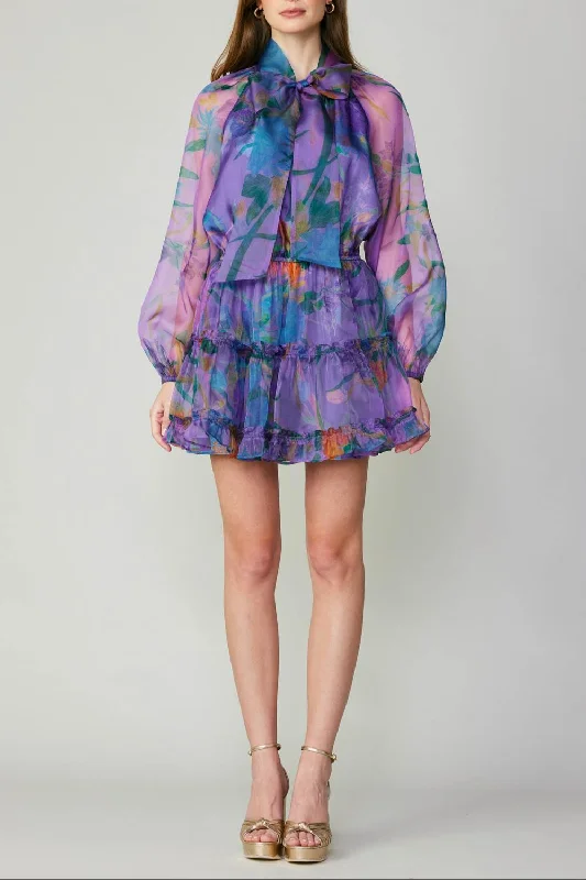 Backless Women Dress for a Sexy and Alluring Look at Evening Events Backless Women Dress for a Sexy and Alluring Look at Evening Events Mini Tiered Dress In Purple Floral Multi