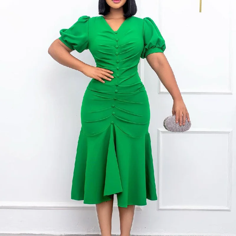 Wrap - Style Women Dress with Adjustable Fit for All Body Types Wrap - Style Women Dress with Adjustable Fit for All Body Types NiDELL D260 European and American Women's Clothing . New Summer Amazon Fashion Ol Temperament Commute Elegant Professional Foreign Trade Dress