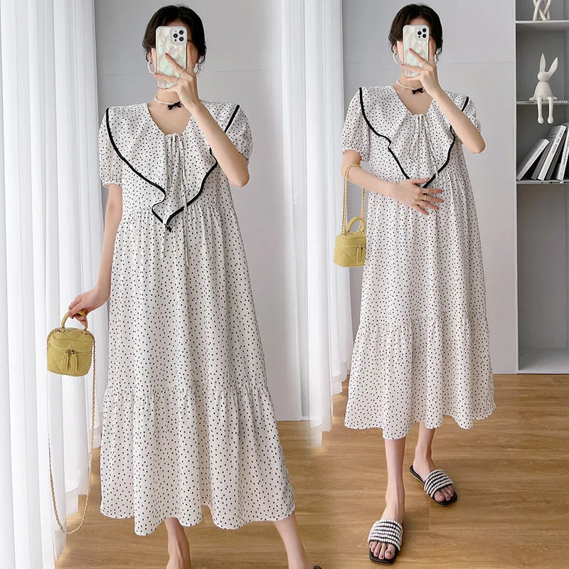 Little Black Women Dress with Sequins for a Glamorous Night Out Little Black Women Dress with Sequins for a Glamorous Night Out NiDELL Maternity Dress . New Polka Dot Chiffon Long Patchwork Fashion Short Sleeve Maternity Dress