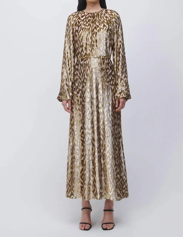 Maxi Women Dress with Floral Print for a Bohemian Vibe Maxi Women Dress with Floral Print for a Bohemian Vibe Odina Dress In Gold