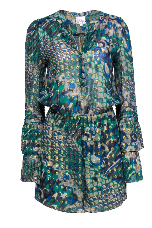 Printed Abstract Women Dress for a Modern and Artistic Appeal Printed Abstract Women Dress for a Modern and Artistic Appeal Parker - Green, Blue & Gold Bohemian Print Bell Sleeve Silk Dress Sz S Printed Abstract Women Dress for a Modern and Artistic Appeal Printed Abstract Women Dress for a Modern and Artistic Appeal Parker - Green, Blue & Gold Bohemian Print Bell Sleeve Silk Dress Sz S