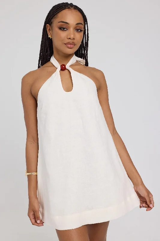 Mermaid - Style Women Dress with a Fitted Silhouette for Special Occasions Mermaid - Style Women Dress with a Fitted Silhouette for Special Occasions Perfect Stranger Amber Tie Linen Mini Dress Cream