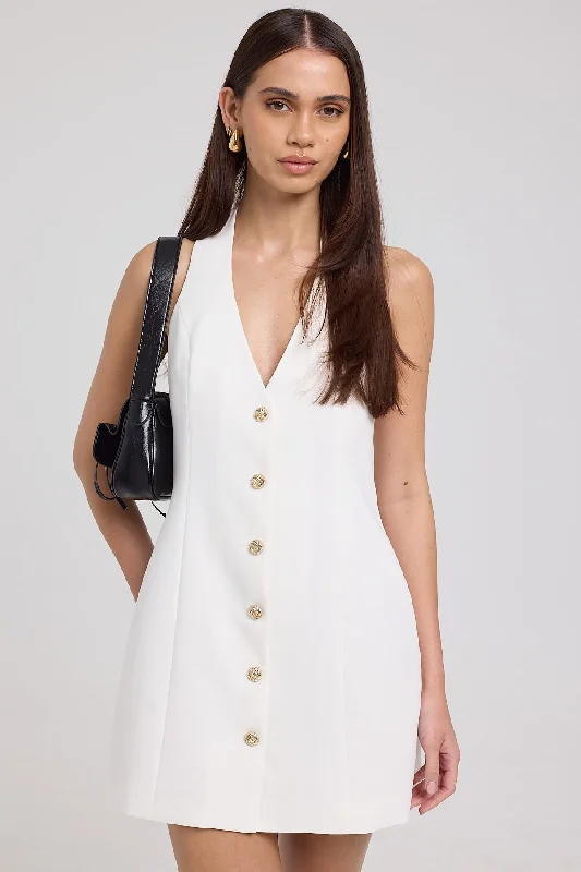 Empire Waist Women Dress to Accentuate the Bust and Conceal the Waist Empire Waist Women Dress to Accentuate the Bust and Conceal the Waist Perfect Stranger Halter Suiting Vest Mini Dress White Empire Waist Women Dress to Accentuate the Bust and Conceal the Waist Empire Waist Women Dress to Accentuate the Bust and Conceal the Waist Perfect Stranger Halter Suiting Vest Mini Dress White