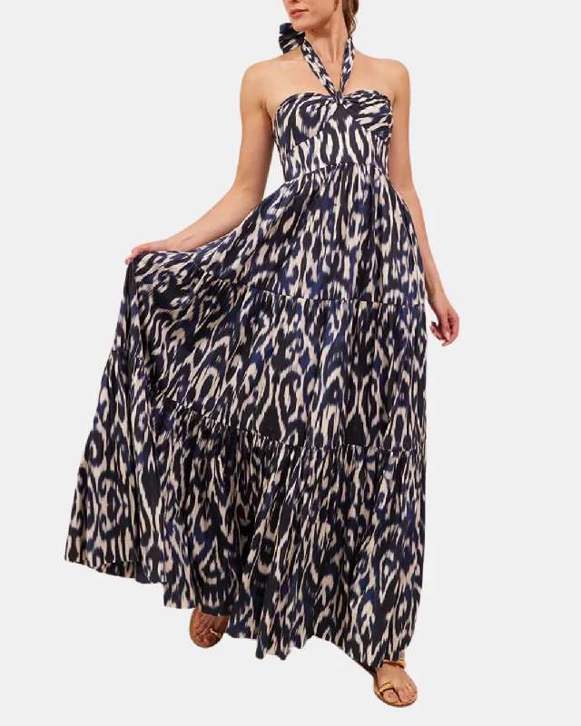 Ruffled Women Dress with Multiple Layers for a Playful and Girly Style Ruffled Women Dress with Multiple Layers for a Playful and Girly Style PIANA DRESS IN NAVY IKAT