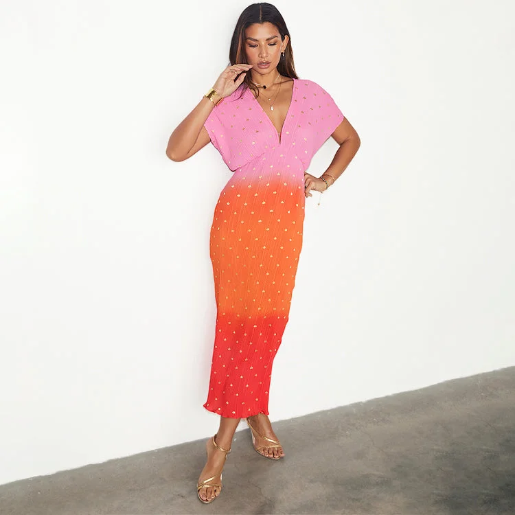 Maxi dresses with balloon sleeves for a vintage - inspired style Pink Ombre Elodie Dress Maxi dresses with balloon sleeves for a vintage - inspired style Pink Ombre Elodie Dress