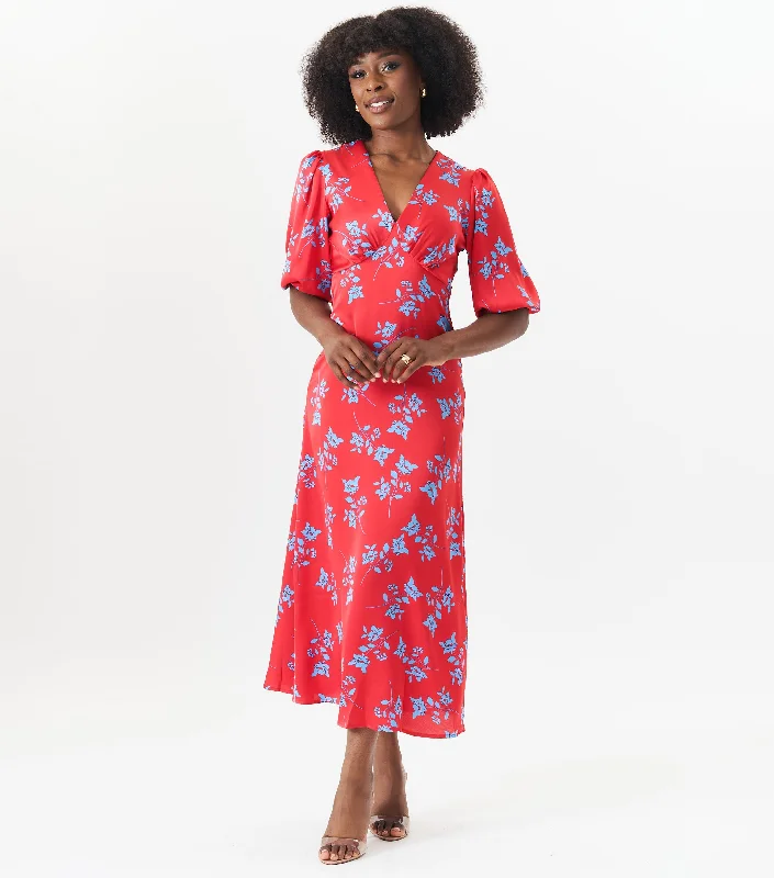 Printed Abstract Women Dress for a Modern and Artistic Appeal Printed Abstract Women Dress for a Modern and Artistic Appeal Red Stencil Floral Midi Dress