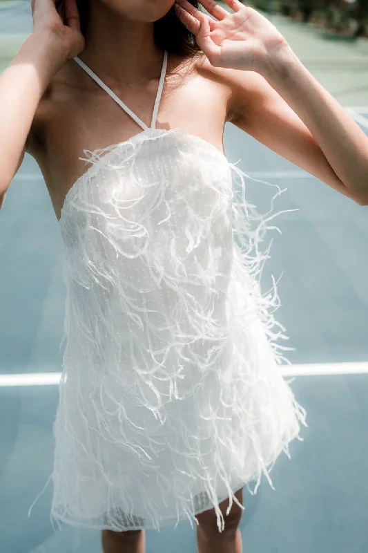 Little Black Women Dress with Sequins for a Glamorous Night Out Little Black Women Dress with Sequins for a Glamorous Night Out Rehearsal White Feather Mini Dress
