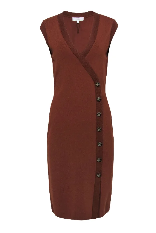 Mermaid - Style Women Dress with a Fitted Silhouette for Special Occasions Mermaid - Style Women Dress with a Fitted Silhouette for Special Occasions Reiss - Brown Knit Asymmetrical Button-Up "Eleni" Bodycon Midi Dress Sz L