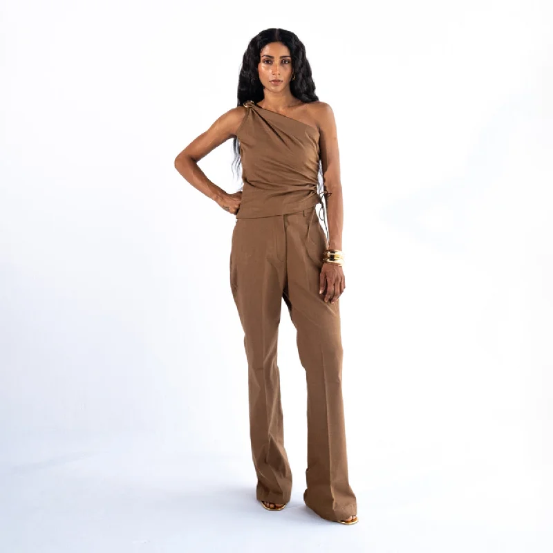 Empire Waist Women Dress to Accentuate the Bust and Conceal the Waist Empire Waist Women Dress to Accentuate the Bust and Conceal the Waist Linen Straight Fit Pants For Women | Brown Empire Waist Women Dress to Accentuate the Bust and Conceal the Waist Empire Waist Women Dress to Accentuate the Bust and Conceal the Waist Linen Straight Fit Pants For Women | Brown