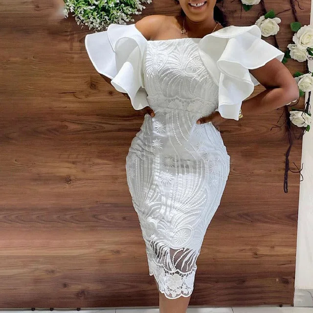 Pleated Women Dress with a Timeless and Elegant Texture Pleated Women Dress with a Timeless and Elegant Texture sixsr  Summer Fashion Midi Dress Elegant Evening Party White Dresses for Women Classy Prom High-waist Lace Ruffle Female Clothing