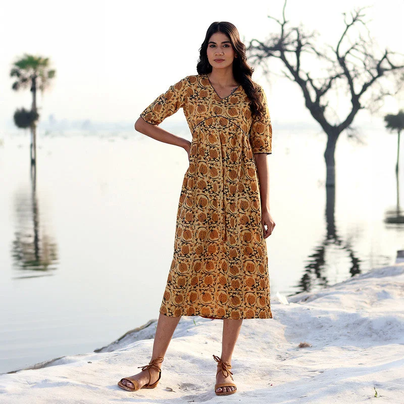 Lace - Embellished Women Dress for an Elegant and Sophisticated Appearance Lace - Embellished Women Dress for an Elegant and Sophisticated Appearance Cotton Maxi Dress for Women | Block Printed | Mustard Lace - Embellished Women Dress for an Elegant and Sophisticated Appearance Lace - Embellished Women Dress for an Elegant and Sophisticated Appearance Cotton Maxi Dress for Women | Block Printed | Mustard