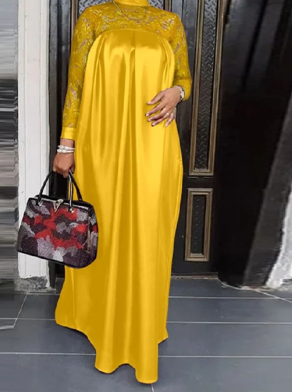 Shift Women Dress with a Simple and Classic Design for Everyday Wear Shift Women Dress with a Simple and Classic Design for Everyday Wear Summer Kaftan Party Dress Bohemian Women Long Sleeve Mock Neck Lace Patchwork Maxi Long Dress Robe Longues Oversized