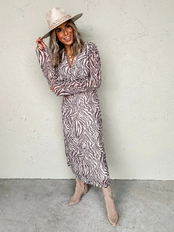 Wrap - Style Women Dress with Adjustable Fit for All Body Types Wrap - Style Women Dress with Adjustable Fit for All Body Types Time For Fun Zebra Print Dress