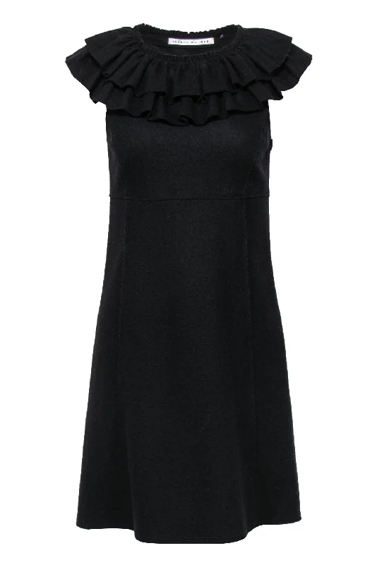 Printed Abstract Women Dress for a Modern and Artistic Appeal Printed Abstract Women Dress for a Modern and Artistic Appeal Susana Monaco - Black Wool Mini Ruffled Dress Sz 6
