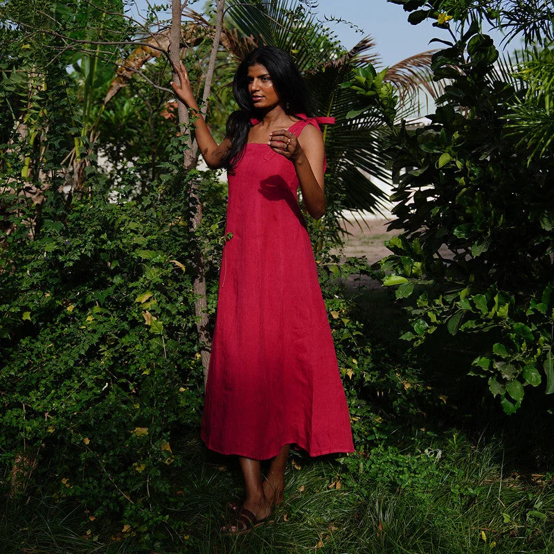 Mini Women Dress with a Short Hem for a Young and Trendy Style Mini Women Dress with a Short Hem for a Young and Trendy Style Linen Dress for Women | Tie-Up Shoulder | Magenta