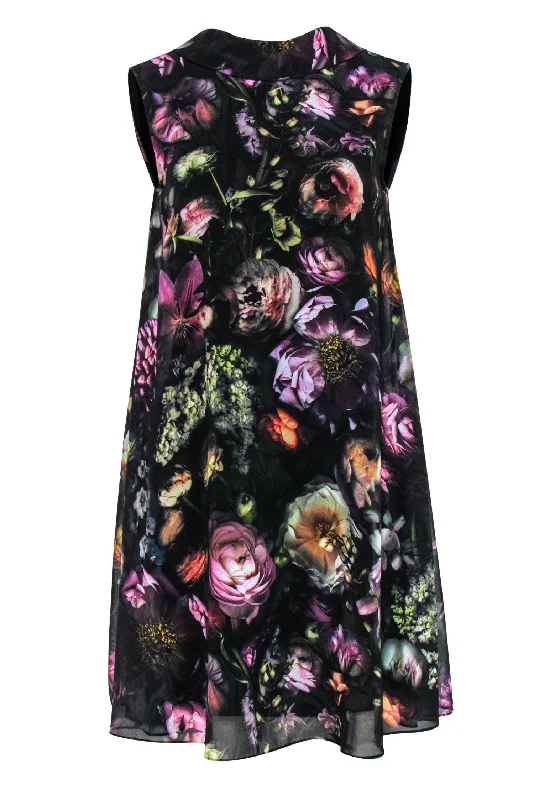 Long - Sleeve Women Dress in Velvet for a Luxurious Winter Look Long - Sleeve Women Dress in Velvet for a Luxurious Winter Look Ted Baker - Dark Floral Mock Neck Shift Dress Sz 6