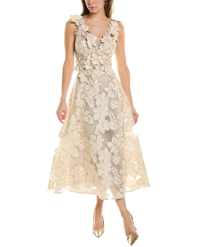 Printed Abstract Women Dress for a Modern and Artistic Appeal Printed Abstract Women Dress for a Modern and Artistic Appeal Teri Jon by Rickie Freeman Burnout Organza Midi Dress