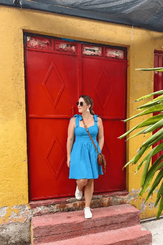 Mini Women Dress with a Short Hem for a Young and Trendy Style Mini Women Dress with a Short Hem for a Young and Trendy Style Teyana Blue Shoulder Tie Mini Dress