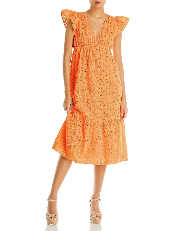 Sleeveless Women Dress in Bright Colors for Summer Parties Sleeveless Women Dress in Bright Colors for Summer Parties Tina Womens Cotton Flutter Sleeve Midi Dress