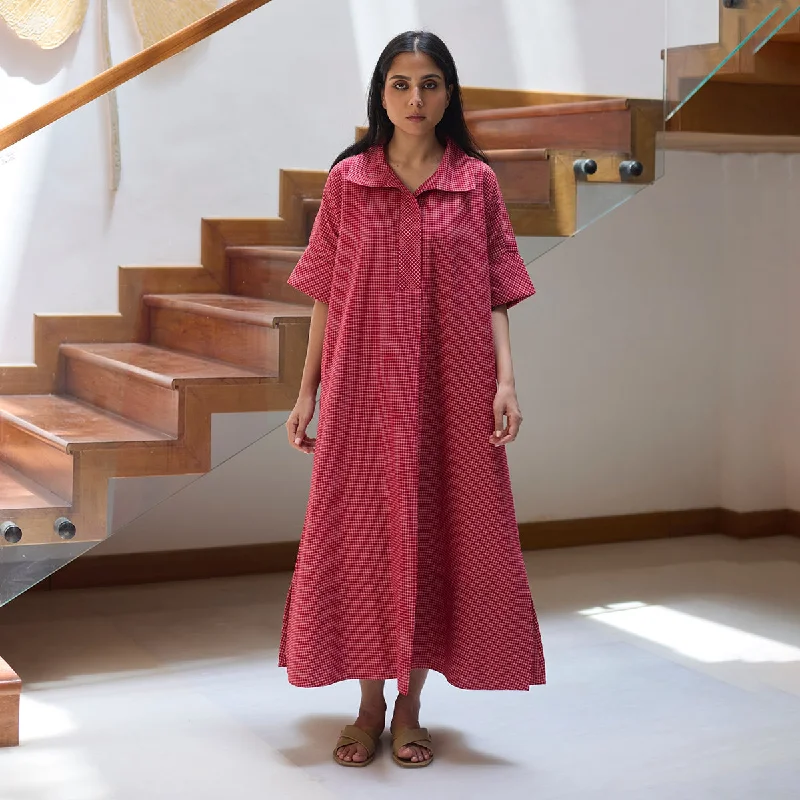 Empire Waist Women Dress to Accentuate the Bust and Conceal the Waist Empire Waist Women Dress to Accentuate the Bust and Conceal the Waist Cotton Check Shirt for Women | Red