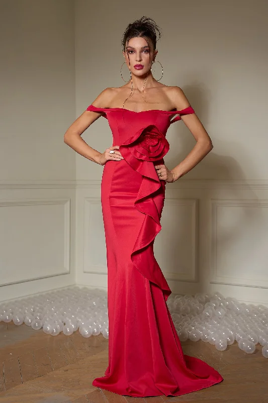 Strapless Women Dress with a Built - in Bra for Comfort and Support Strapless Women Dress with a Built - in Bra for Comfort and Support Rosette Off Shoulder Mermaid Dress