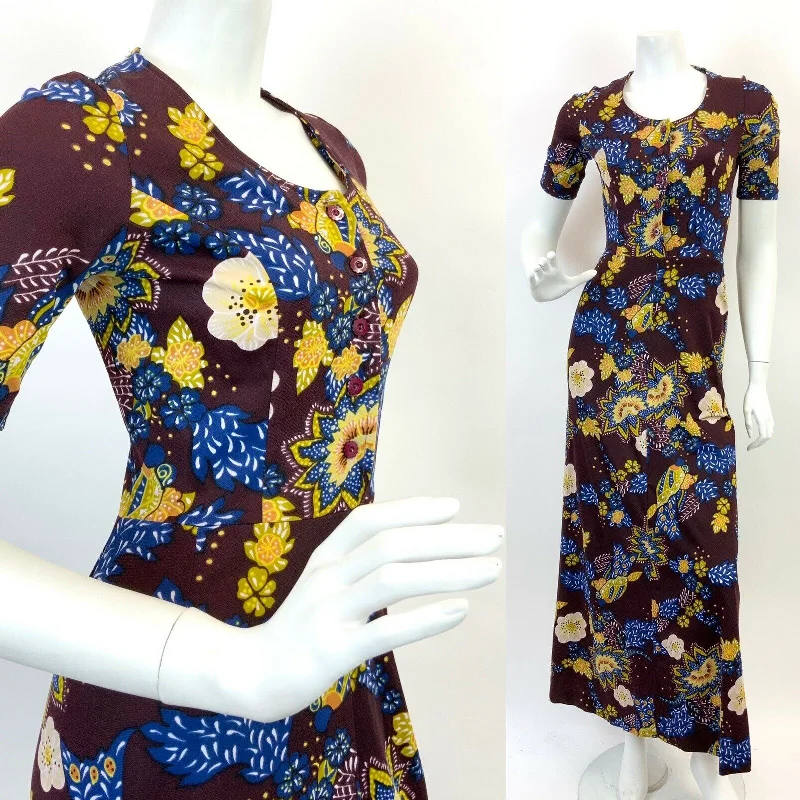 Off - the - Shoulder Women Dress for a Romantic and Feminine Look Off - the - Shoulder Women Dress for a Romantic and Feminine Look VINTAGE 60s 70s BURGUNDY BLUE GREEN BEIGE FLORAL LEAFY DOTTY FOLK MAXI DRESS 8