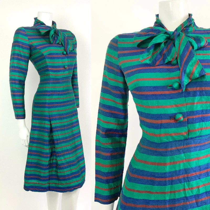 Maxi Women Dress with Floral Print for a Bohemian Vibe Maxi Women Dress with Floral Print for a Bohemian Vibe VINTAGE 60s 70s GREEN BLUE RED STRIPED METALLIC PUSSYBOW MOD SILK DRESS 10 12
