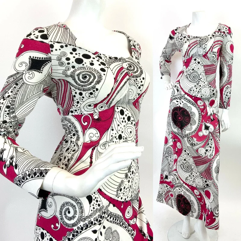 Sleeveless Women Dress in Bright Colors for Summer Parties Sleeveless Women Dress in Bright Colors for Summer Parties VINTAGE 60s 70s PINK WHITE BLACK PSYCHEDELIC SWIRLY DOTTY MOD MAXI DRESS 14 16