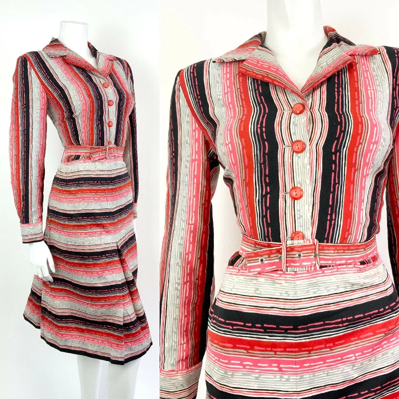 Wrap - Style Women Dress with Adjustable Fit for All Body Types Wrap - Style Women Dress with Adjustable Fit for All Body Types VINTAGE 60s 70s WHITE RED BLACK GREY STRIPED DASH MOD DAGGER SHIRT DRESS 14 16