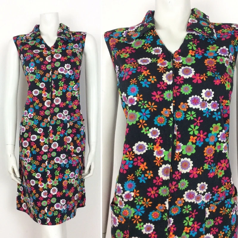 Sheath Women Dress with a Tailored Fit for a Professional Look Sheath Women Dress with a Tailored Fit for a Professional Look VINTAGE 60S PSYCHEDELIC BLACK GREEN BLUE RED COTTON DAISY ZIP UP DRESS 14
