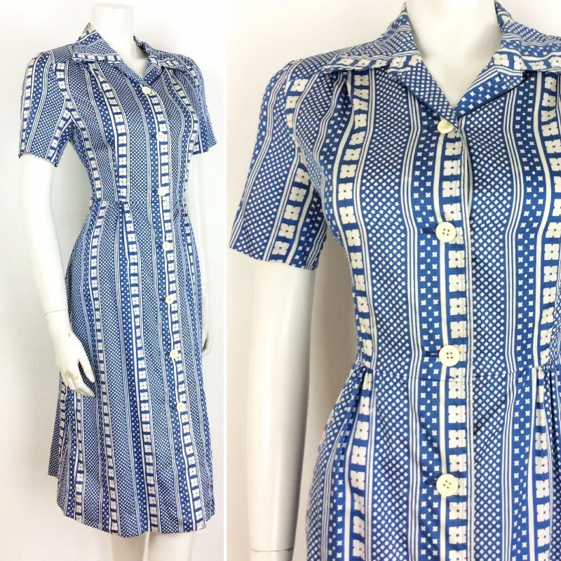 Plus Size Women Dress with a Flattering A - Line Cut for Comfort and Style Plus Size Women Dress with a Flattering A - Line Cut for Comfort and Style VTG 60S 70S BLUE WHITE DAISY FLOWER GEOMETRIC SHIRT DRESS 10
