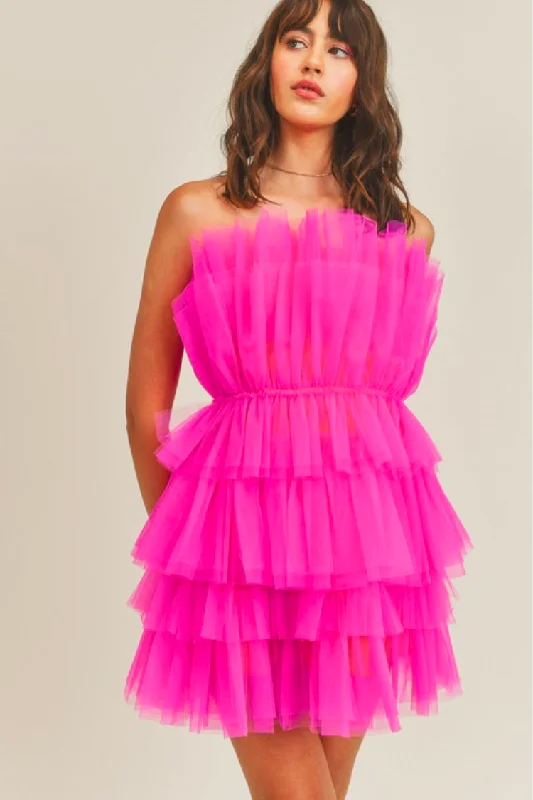 Ball Gown Women Dress with a Full Skirt for a Princess - like Look Ball Gown Women Dress with a Full Skirt for a Princess - like Look Waldorf Tulle Mini - Pink
