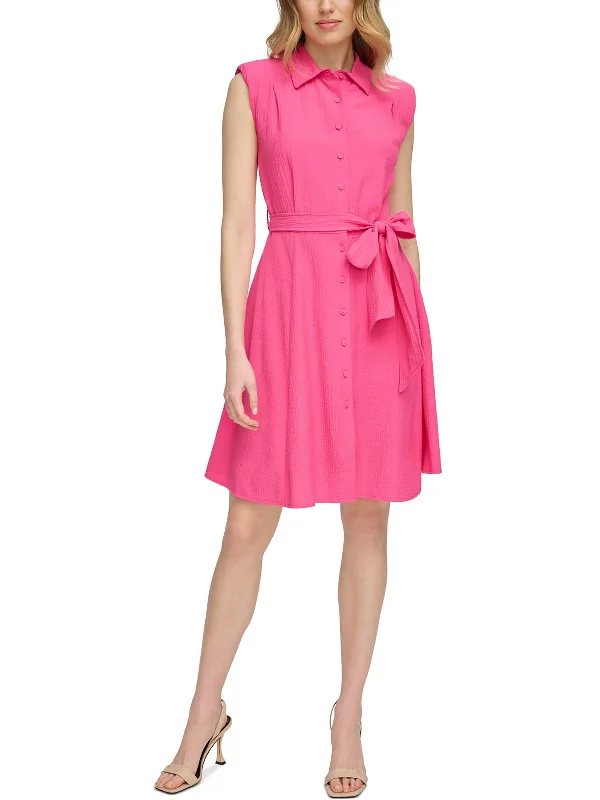 Plus Size Women Dress with a Flattering A - Line Cut for Comfort and Style Plus Size Women Dress with a Flattering A - Line Cut for Comfort and Style Womens Belted Sleeveless Shirtdress