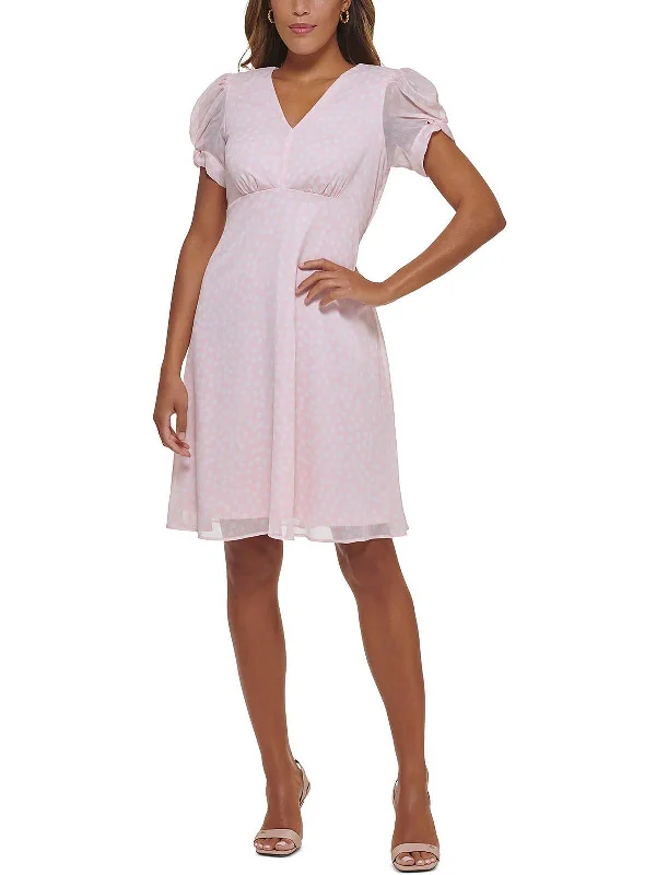 Lace - Embellished Women Dress for an Elegant and Sophisticated Appearance Lace - Embellished Women Dress for an Elegant and Sophisticated Appearance Womens Puff Sleeve Knee-Length Fit & Flare Dress