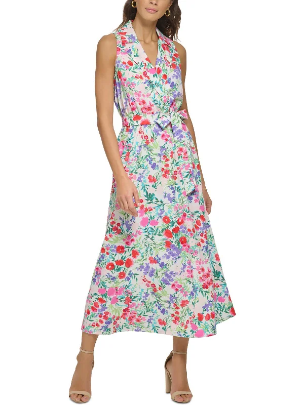 Sleeveless Women Dress in Bright Colors for Summer Parties Sleeveless Women Dress in Bright Colors for Summer Parties Womens Woven Floral Midi Dress