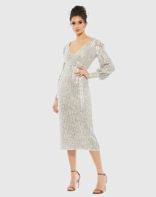 Midi dresses with puff sleeves for a vintage - inspired look Long Sleeve Midi Dress