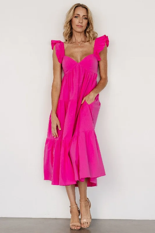 Midi dresses with embroidered accents for a unique and detailed design Aria Back Tie Dress | Pink